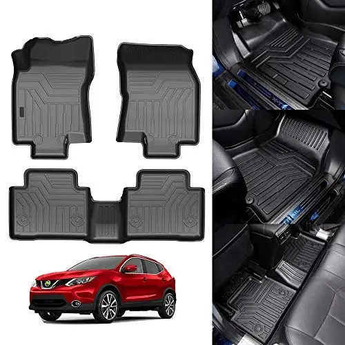 KUST Floor Mats for 2014-2020 Nissan Rogue Accessories, All Weather Car Mats Front Rear 2 Rows Liners TPE Rubber Raised Edge (Not for Sport and Select) - 1