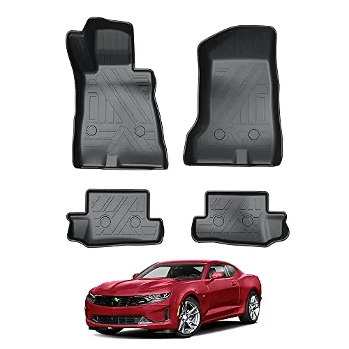 KUST Floor Mats for 2016-2024 Chevy Camaro, All Weather Floor Liners for Chevrolet Camaro Accessories Front and Rear Car Mats - 1