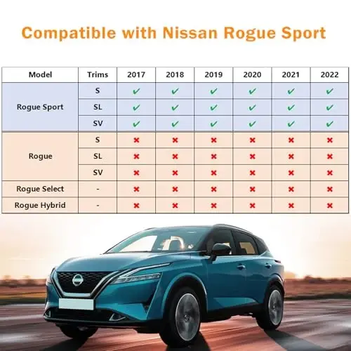 KUST Floor Mats for 2017-2022 Nissan Rogue Sport, All Weather Front Rear Floor Liners Rogue Sport Accessories TPE Rubber Raised Edge (Sport Only) - 2