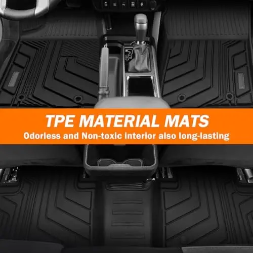 KUST Floor Mats for 2018-2023 Toyota Tacoma Double Cab (Automatic Only), All Weather TPE Rubber Floor Liners for Toyota Tacoma Accessories 2 Row High Edge - 5