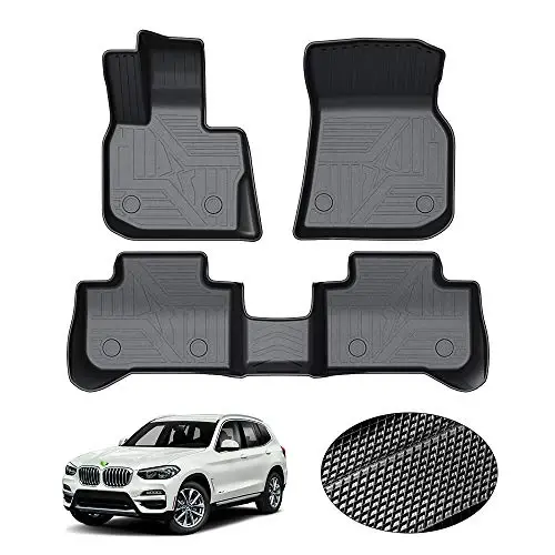 KUST Floor Mats for 2018-2024 BMW X3 G01 Accessories All Weather Floor Mat Custom Fit Floor Liners 2 Row Seat Liner Set 3PCS Black Non-Slip 