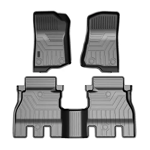KUST Floor Mats for 2018-2025 2026 Jeep Wrangler JL Unlimited 4-Door (Not for 2 Door) (Not Fit for 4XE and JK), All Weather Floor Mats Carpet Liners TPE Front & Rear Black Car Liners - KUST