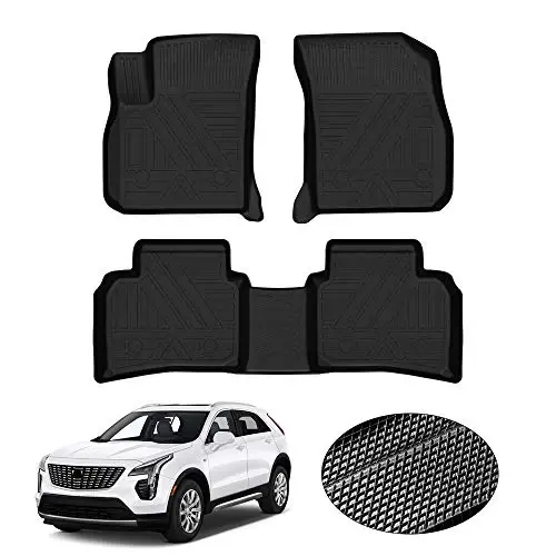 KUST Floor Mats for 2019-2025 Cadillac XT4 Accessories | All Weather Car Mats, Front Rear 2 Rows Floor Liners, TPE Rubber, Raised Edge 
