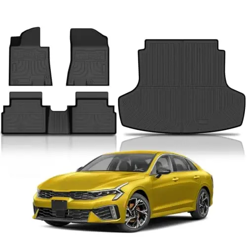 KUST Floor Mats for 2021-2026 Kia K5 / Hyundai Sonata (Gas & FWD Only) | All Weather Car Mats Accessories, Rear Cargo Trunk Mat, TPE Rubber, Raised Edge 