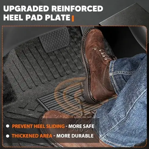 KUST Floor Mats for 2022-2026 Nissan Frontier Crew Cab Accessories (with 2nd Row Under-Seat Storage), All Weather Car Mats 2 Rows, TPE Rubber, Raised Edge, Extended Lip, Extra Heel Pad Plate - 4