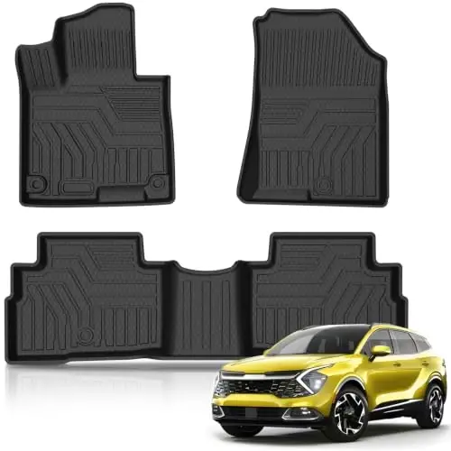 KUST Floor Mats for 2023-2026 Kia Sportage Accessories (Hybrid Only) | (Not for Gas or PHEV) Front Rear Car Mats, All Weather Protection, TPE Rubber, Raised Edge 