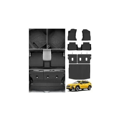 KUST Floor Mats for 2024-2026 Subaru Crosstrek/Impreza (Not for Hybrid) | All Weather Car Mats Accessories, Rear Cargo Trunk Mat, Backrest Mats, TPE Rubber, Raised Edge 