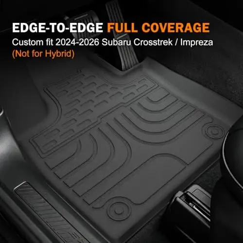 KUST Floor Mats for 2024-2026 Subaru Crosstrek/Impreza (Not for Hybrid) | All Weather Car Mats Accessories, Rear Cargo Trunk Mat, Backrest Mats, TPE Rubber, Raised Edge - 2