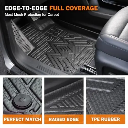 KUST Floor Mats for 2025-2026 Chevy Equinox/GMC Terrain Accessories (Gas Only), All Weather Car Mats with Backrest Mat & Cargo Trunk Liner & Door Sill Protector, TPE Rubber, Raised Edge, Full Set - 3