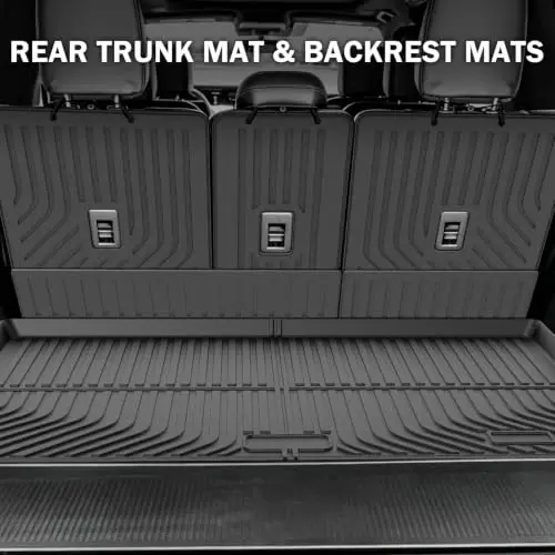 KUST Floor Mats for 2025-2027 Ford Expedition Max Accessories 8 Seats Only | All Weather Car Mats, Rear Cargo Trunk Mat, Backrest Mats, TPE Rubber, Raised Edge - 6