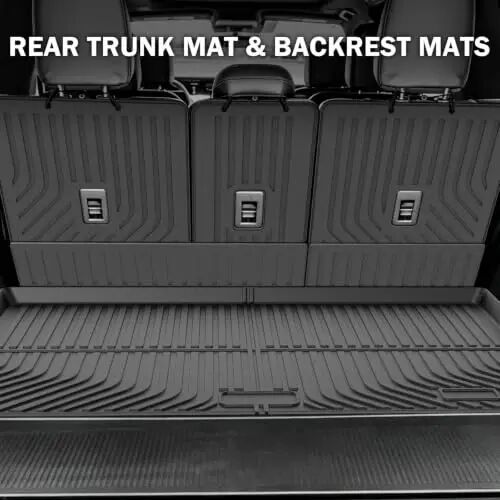 KUST Floor Mats for 2025-2027 Ford Expedition Max Accessories 8 Seats Only | All Weather Car Mats, Rear Cargo Trunk Mat, Backrest Mats, TPE Rubber, Raised Edge - 6
