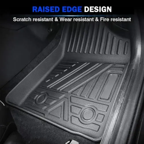 KUST Floor Mats for BMW X5 2019-2025 2026 (G05), All Weather Floor Liners Custom Fit X5 Accessories TPE Rubber Front Rear 2 Row Heavy Duty Non-Slip Black High Side | All Weather Car Mats, Front Rear 2 Rows Floor Liners, TPE Rubbe, Raised Edge - 3