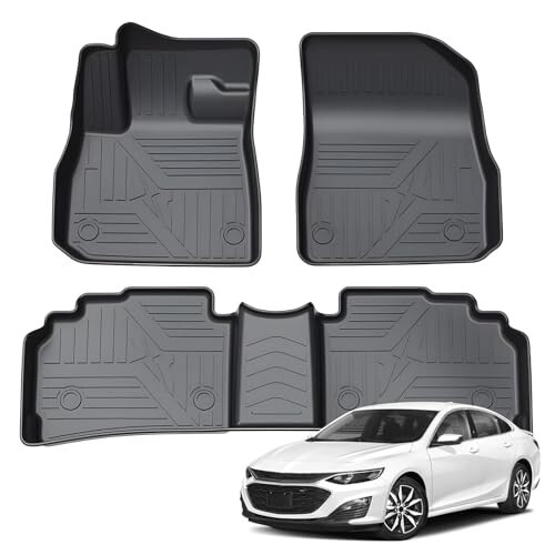 KUST Floor Mats for Chevy Malibu 2016-2024 2025, Malibu All Weather Floor Mats, TPE Car Mats Front Rear 2 Row Floor Liners, Heavy Duty Non-Slip High Edges - 6