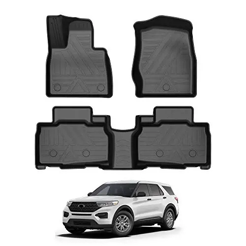 KUST Floor Mats for Ford Explorer 2020-2025 2026, All Weather Floor Liners Rubber Car Mat Front Rear 2 Row for Explorer Accessories High Edge 