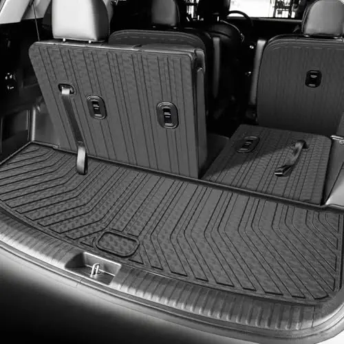 KUST Floor Mats Set for 2020-2025 Kia Telluride Accessories (7 Seats Only) | Seat Back Protectors, Rear Trunk Mat, All Weather Protection, TPE Rubber, Raised Edge, Full Set of 9 - 6