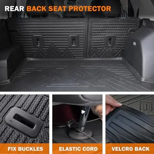 KUST Floor Mats Set for 2022-2026 Jeep Grand Cherokee, Include 4XE | Not for L, Rear Trunk Mat, Backrest Mats, All Weather Protection, TPE Rubber, Raised Edge - 4