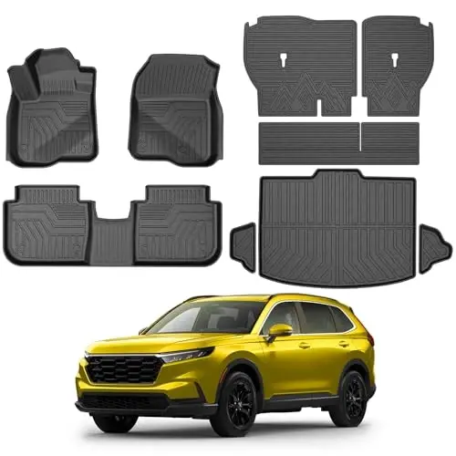 KUST Honda CR-V 2023-2025 2026 için Paspas Bagaj Paspası Seti (Hibrit Değil), CRV Aksesuarları için Her Hava Koşuluna Uygun Bagaj Havuzu Sırtlık Paspası TPE Kauçuk Yükseltilmiş Kenar (Alt Güverte Konumundaki Bagaj İçin) 