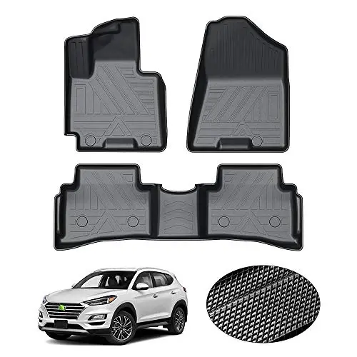 KUST Hyundai Tucson 2016-2021 uchun oyoqosti gilamchalari, Tucson aksessuarlari uchun har qanday ob-havo pol qoplamalari, old va orqa to'plam, TPE rezina baland qirrali 