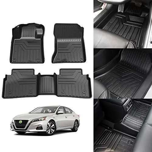KUST Коврики для пола по индивидуальному заказу для Nissan Altima 2019-2025 2026, Всепогодные коврики, Передние и задние 2 ряда сидений, Черный коврик TPE 