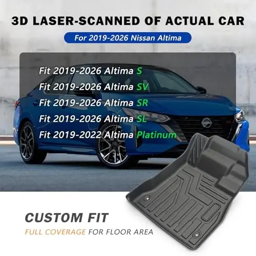 KUST Коврики для пола по индивидуальному заказу для Nissan Altima 2019-2025 2026, Всепогодные коврики, Передние и задние 2 ряда сидений, Черный коврик TPE - KUST (1)