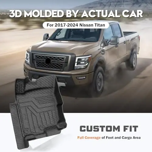 KUST Paspas ve Kasa Matı Seti, 2017-2024 Nissan Titan, 2016-2024 Titan XD Crew Cab, 5.6FT Kasa Havuzu İçin, Her Hava Koşuluna Uygun TPE Kauçuk Yüksek Kenarlı Ağır Hizmet Tipi - KUST (1)