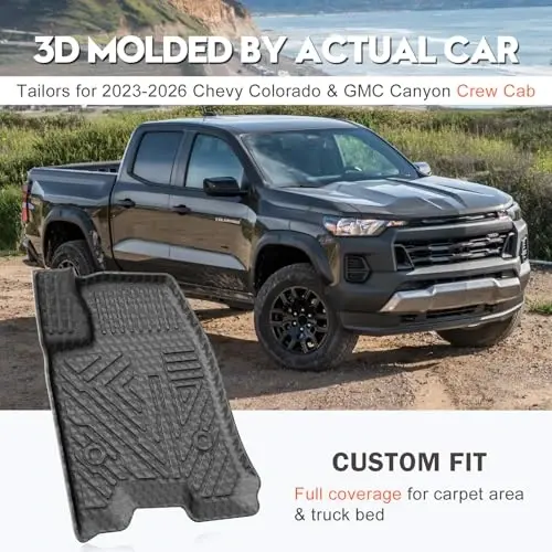 KUST Polik va Yukxona Matosi To'plami 2023 2024 2025 2026 Chevy Colorado/GMC Canyon Crew Cab uchun, 5FT Yukxona Qoplamasi Barcha Ob-havo Himoyasi TPE Rezina Baland Qirrali Mustahkam - KUST (1)