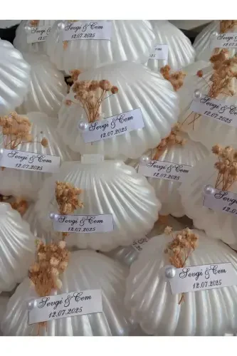 Kutulu istiridye Mum Düğün, Nişan , Söz ,Kına , Mevlüt , Doğum günü , Yılbaşı Hediyelik- 20 adet - SUNSHİNE HEDİYELİK (1)
