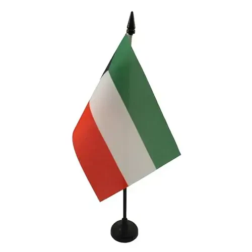 Kuwait Table Flag 4'' x 6'' - Kuwaiti Desk Flag 15 x 10 cm. - Black plastic stick and base - AZ FLAG - AZ FLAG
