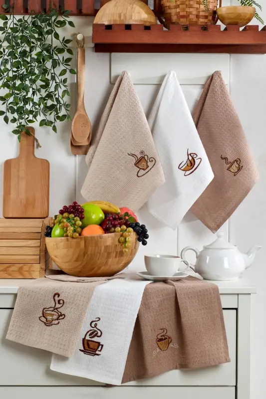 Кухонные полотенца Coffee, 6 шт., 40x60 см | Полотенце для кухни | Хлопковые | - 3