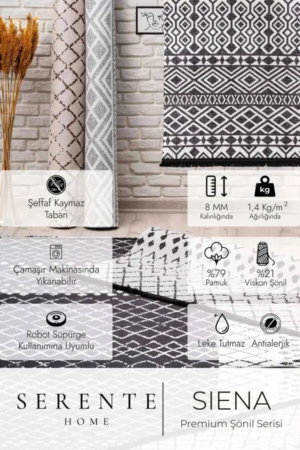 Кухонный коврик из шенниля с красным и желтым кремом, с нескользящим основанием, с нордическим узором, моющийся 4023 - 16