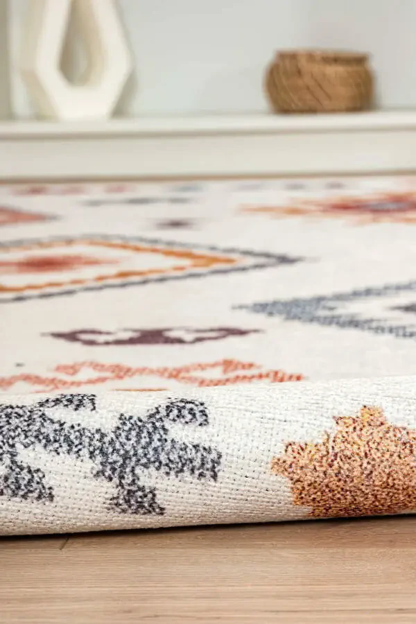 Кухонный коврик из шенниля с красным и желтым кремом, с нескользящим основанием, с нордическим узором, моющийся 4023 - 2