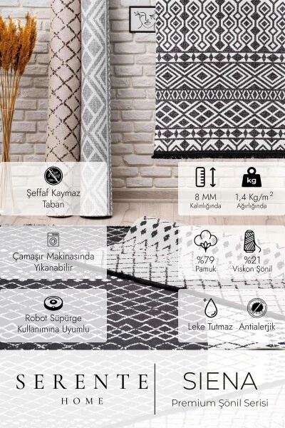 Кухонный коврик из шенниля с красным и желтым кремом, с нескользящим основанием, с нордическим узором, моющийся 4023 - 8