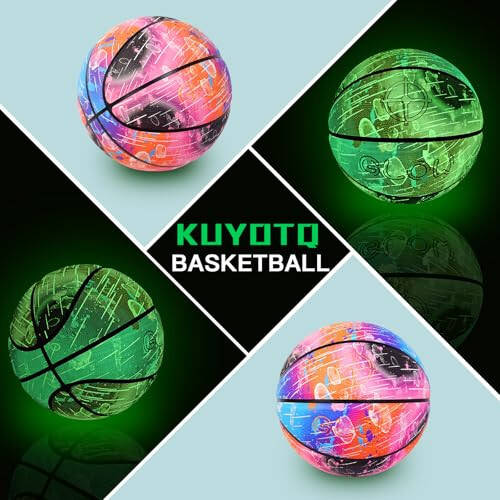 KUYOTQ Meteor Shower Glow in The Dark Basketball Official Size 7 (29.5