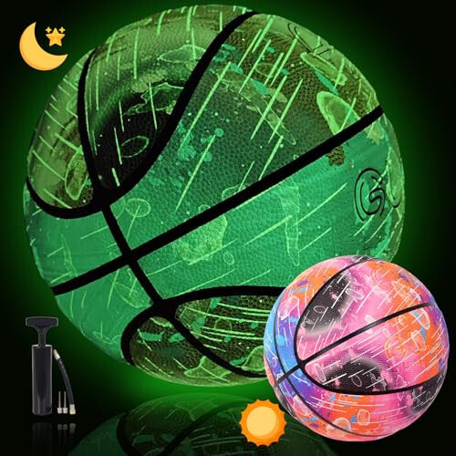 KUYOTQ Meteor Shower Glow in The Dark Basketball Official Size 7 (29.5