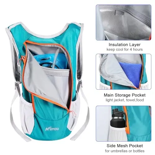 KUYOU Running Hydration Vest - Lightweight Insulated Hydration Backpack with 2L Water Bladder, Adjustable Chest Straps and Reflective Water Backpack for Trail Running Marathon Race Hiking Cycling - KUYOU (1)