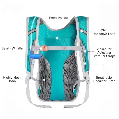 KUYOU Running Hydration Vest - Lightweight Insulated Hydration Backpack with 2L Water Bladder, Adjustable Chest Straps and Reflective Water Backpack for Trail Running Marathon Race Hiking Cycling - 3
