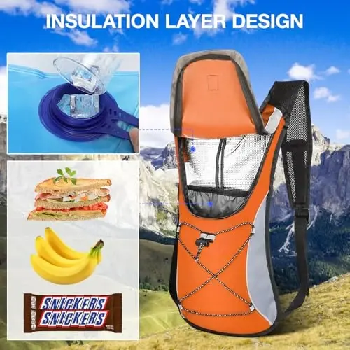 KUYOU Running Hydration Vest - Lightweight Insulated Hydration Backpack with 2L Water Bladder, Adjustable Chest Straps and Reflective Water Backpack for Running Marathon Race Hiking Cycling - 3