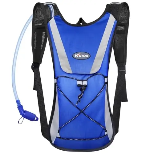 KUYOU Running Hydration Vest - Lightweight Insulated Hydration Backpack with 2L Water Bladder, Adjustable Chest Straps and Reflective Water Backpack for Running Marathon Race Hiking Cycling - 1