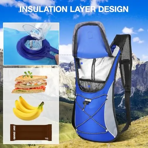 KUYOU Running Hydration Vest - Lightweight Insulated Hydration Backpack with 2L Water Bladder, Adjustable Chest Straps and Reflective Water Backpack for Running Marathon Race Hiking Cycling - 4