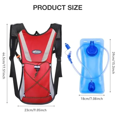 KUYOU Running Hydration Vest - Lightweight Insulated Hydration Backpack with 2L Water Bladder, Adjustable Chest Straps and Reflective Water Backpack for Running Marathon Race Hiking Cycling - 2