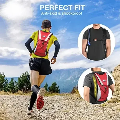 KUYOU Running Hydration Vest - Lightweight Insulated Hydration Backpack with 2L Water Bladder, Adjustable Chest Straps and Reflective Water Backpack for Trail Running Marathon Race Hiking Cycling - 5