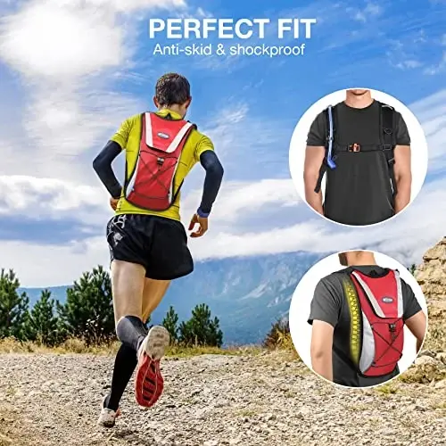 KUYOU Running Hydration Vest - Lightweight Insulated Hydration Backpack with 2L Water Bladder, Adjustable Chest Straps and Reflective Water Backpack for Trail Running Marathon Race Hiking Cycling - 5