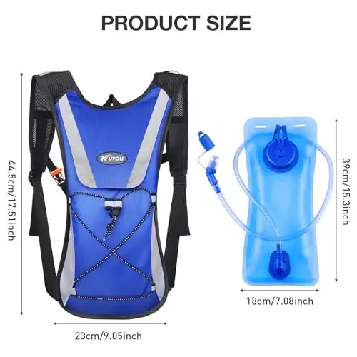 KUYOU Running Hydration Vest - Lightweight Insulated Hydration Backpack with 2L Water Bladder, Adjustable Chest Straps and Reflective Water Backpack for Trail Running Marathon Race Hiking Cycling - 2