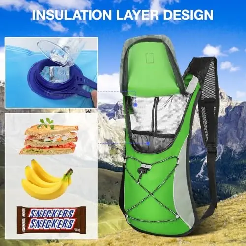 KUYOU Running Hydration Vest - Lightweight Insulated Hydration Backpack with 2L Water Bladder, Adjustable Chest Straps and Reflective Water Backpack for Trail Running Marathon Race Hiking Cycling - 5
