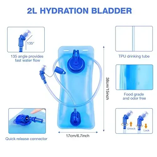 KUYOU Running Hydration Vest - Lightweight Insulated Hydration Backpack with 2L Water Bladder, Adjustable Chest Straps and Reflective Water Backpack for Trail Running Marathon Race Hiking Cycling - 6