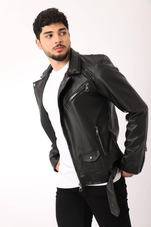 Kuzey Beli Kemerli Suni Deri Ceket Bl 1261-50268 - 1