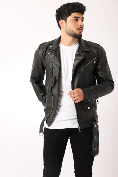 Kuzey Beli Kemerli Suni Deri Ceket Bl 1261-50268 - STILKOMBIN (1)
