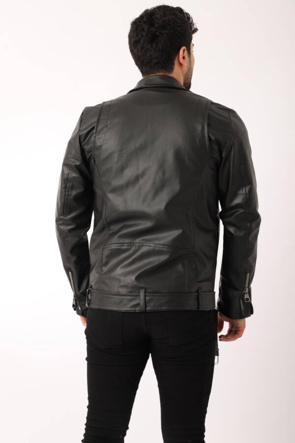 Kuzey Beli Kemerli Suni Deri Ceket Bl 1261-50268 - 6