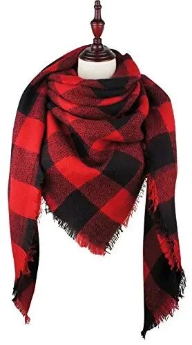 Kuzgi qishki sharf klassik tassel plaid tartan iliq yumshoq katta adyol o'rash ro'mol ayollar uchun sharflar - VIVIAN (1)