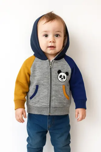 Lambswool Lined Knit Cardigan - Grey 